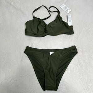 New with tags! Army green v‎ cut bikini bottom size Medium